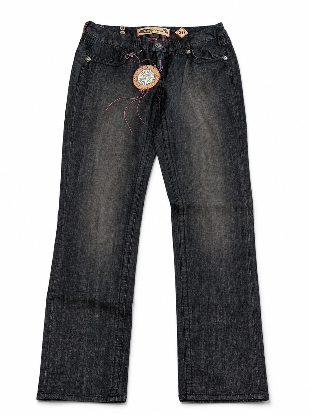 NWT Indian Rock Culture Black Rinse Skull Straight Jeans Size 30 Y2K